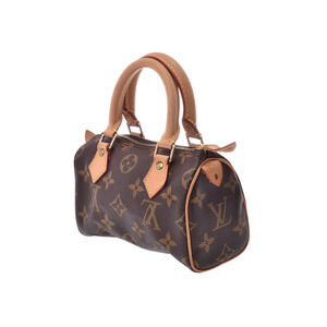 Louis Vuitton Speedy Monogram Handbag Leather Brown Strap